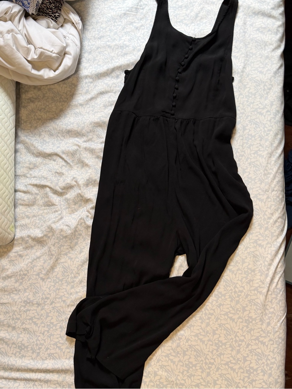 Madewell Black Smocked Bodice Wide Leg Jumpsuit Size 10